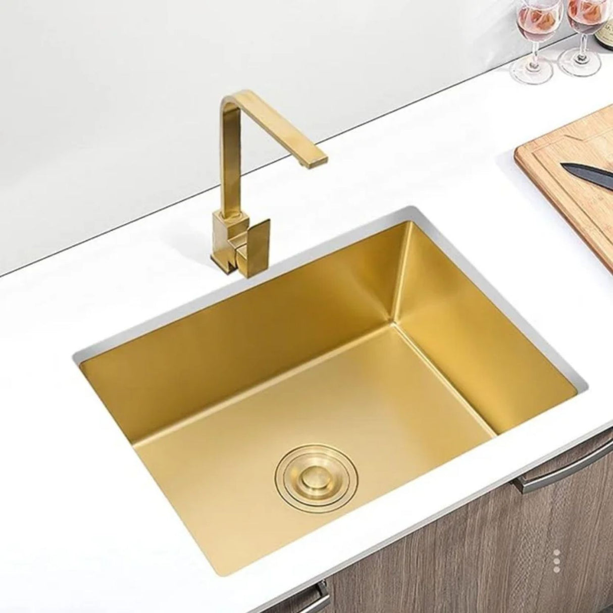 Lavaplatos Empotrado Acero Inoxidable Dorado Mate Una Cubeta 51*45