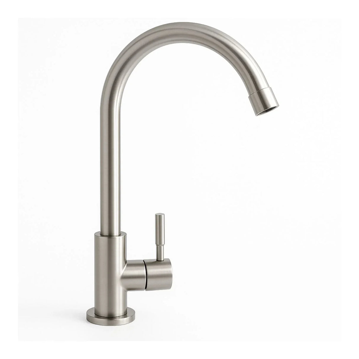 Grifería Cuello Cisne Individual Agua Fría en Acero Inoxidable Lavaplatos o Lavamanos