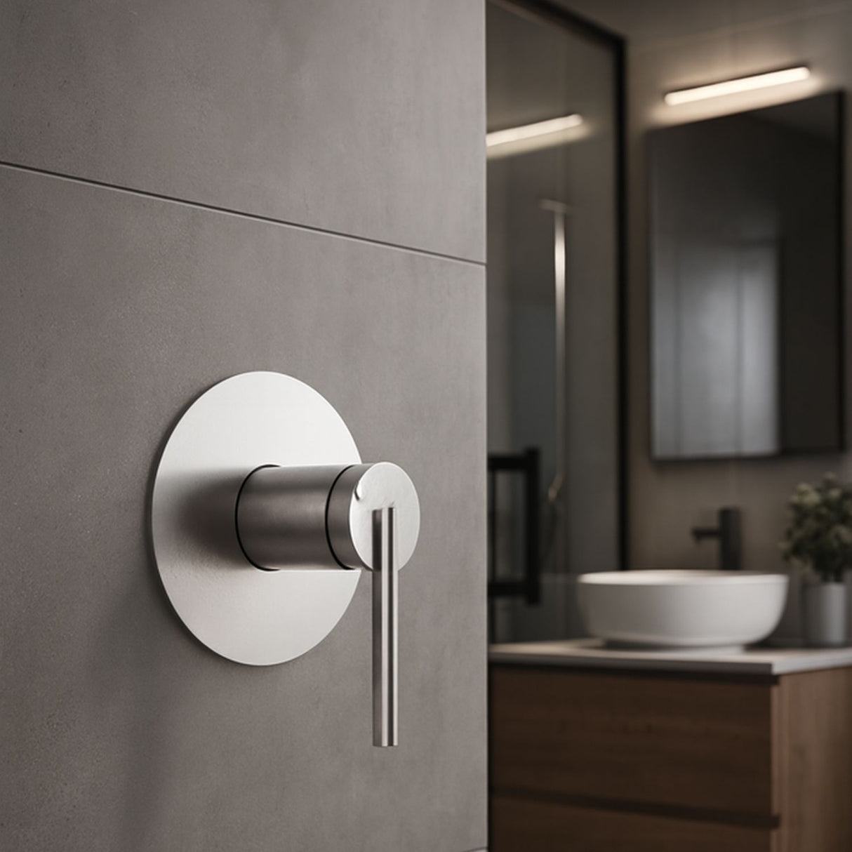 Griferia Ducha Monocontrol Sottile Niquel Texturizado Baño