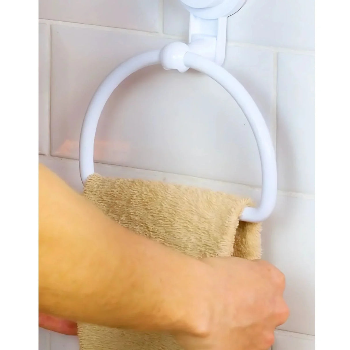 Toallero Semi-Aro con Ventosa Color Blanco - Super Adherente, Soporta hasta 2kg, Fácil Instalación, Sin Perforar Paredes