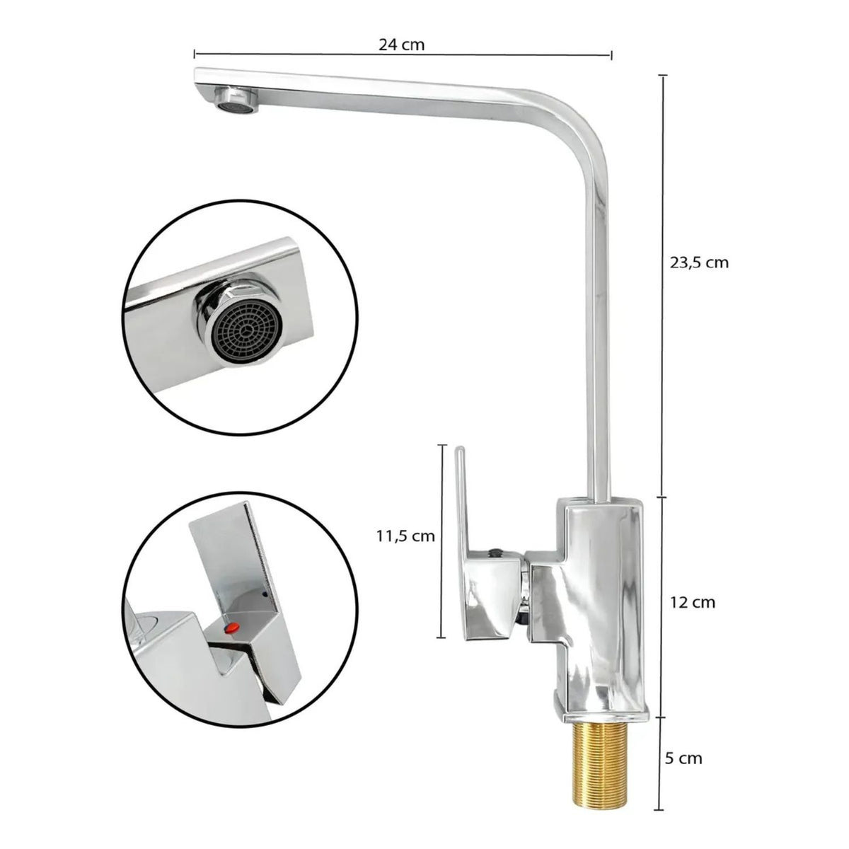 Grifería Monocontrol Vertical Düsseldorf Cromada para Lavaplatos con Alcance de 24 cm