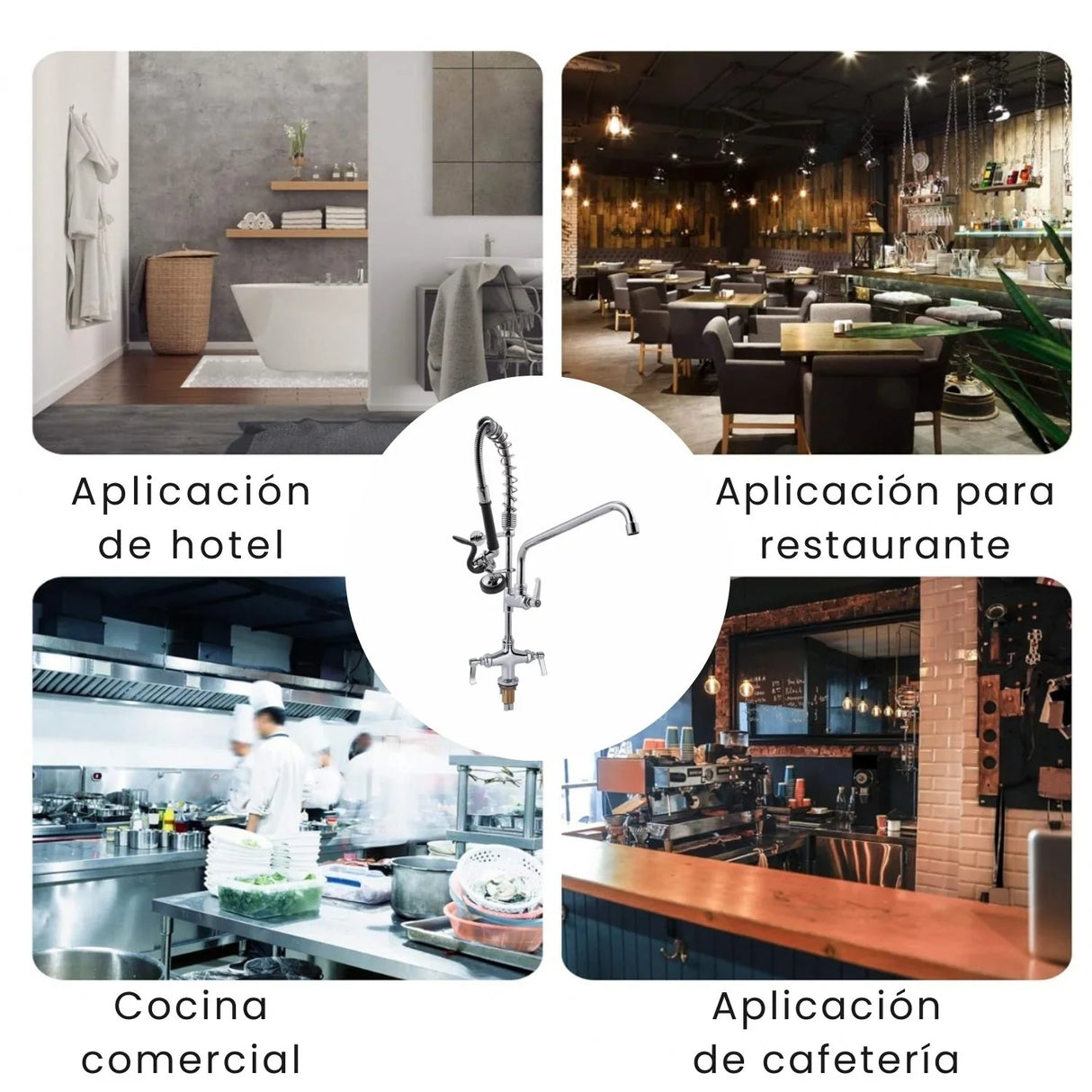 Grifería Mono - Mando Institucional Restaurante - Cromo - Doble Salida - Alta Resistencia