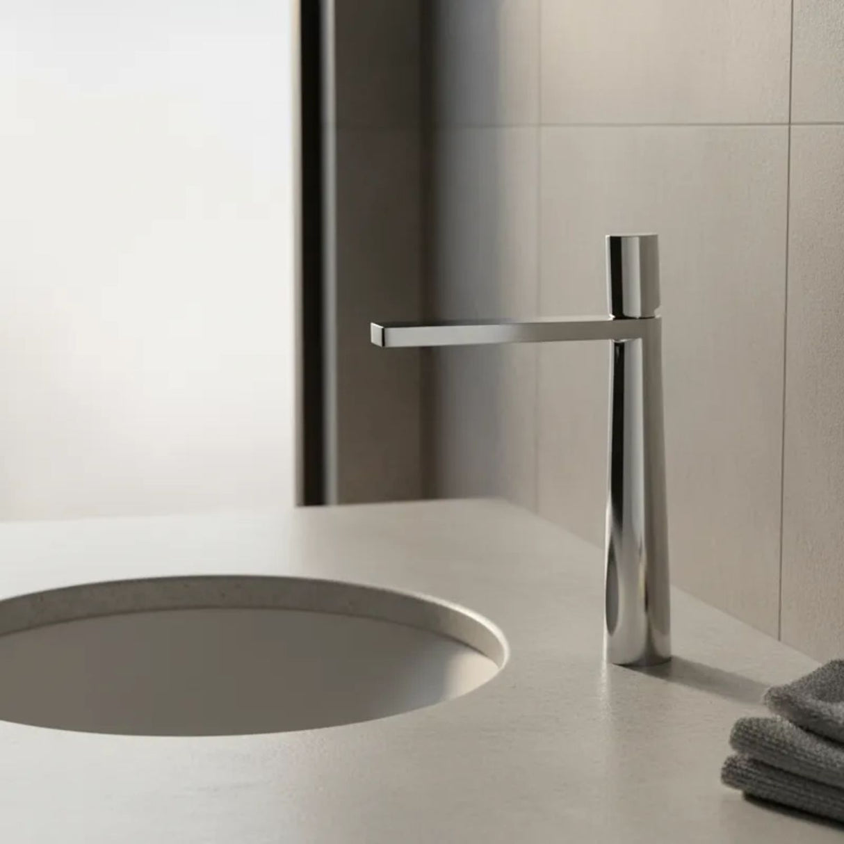 Lavamanos Monocontrol Alto Dritto Gris Concreto Diseño Moderno