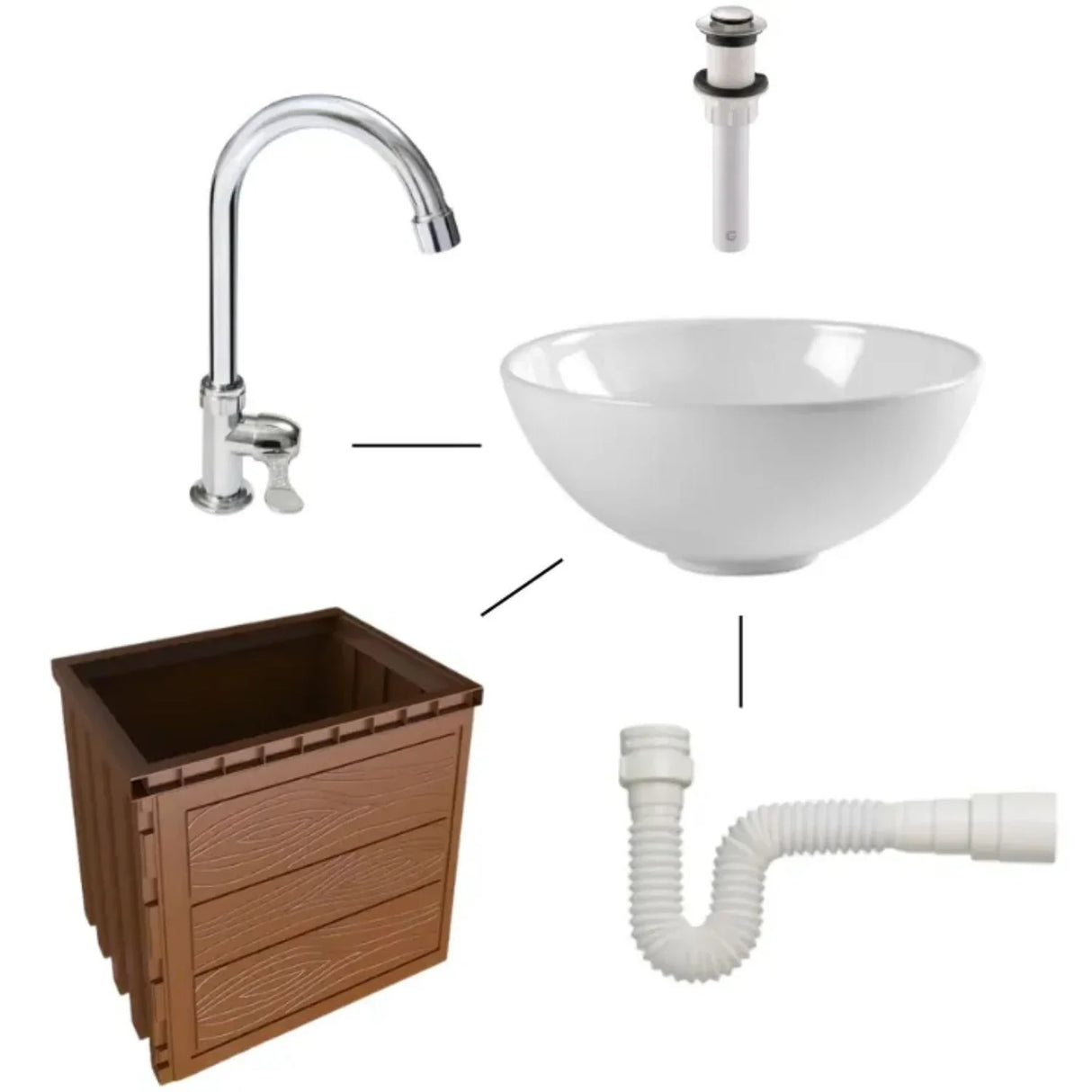 Set Lavamanos Baño Cerámica Con Mueble 40X30X38.5 Moderno Café