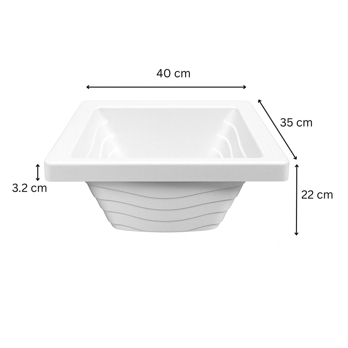 Lavatrapero Plástico Blanco Granito 35X40 + Válvula Pozuelo
