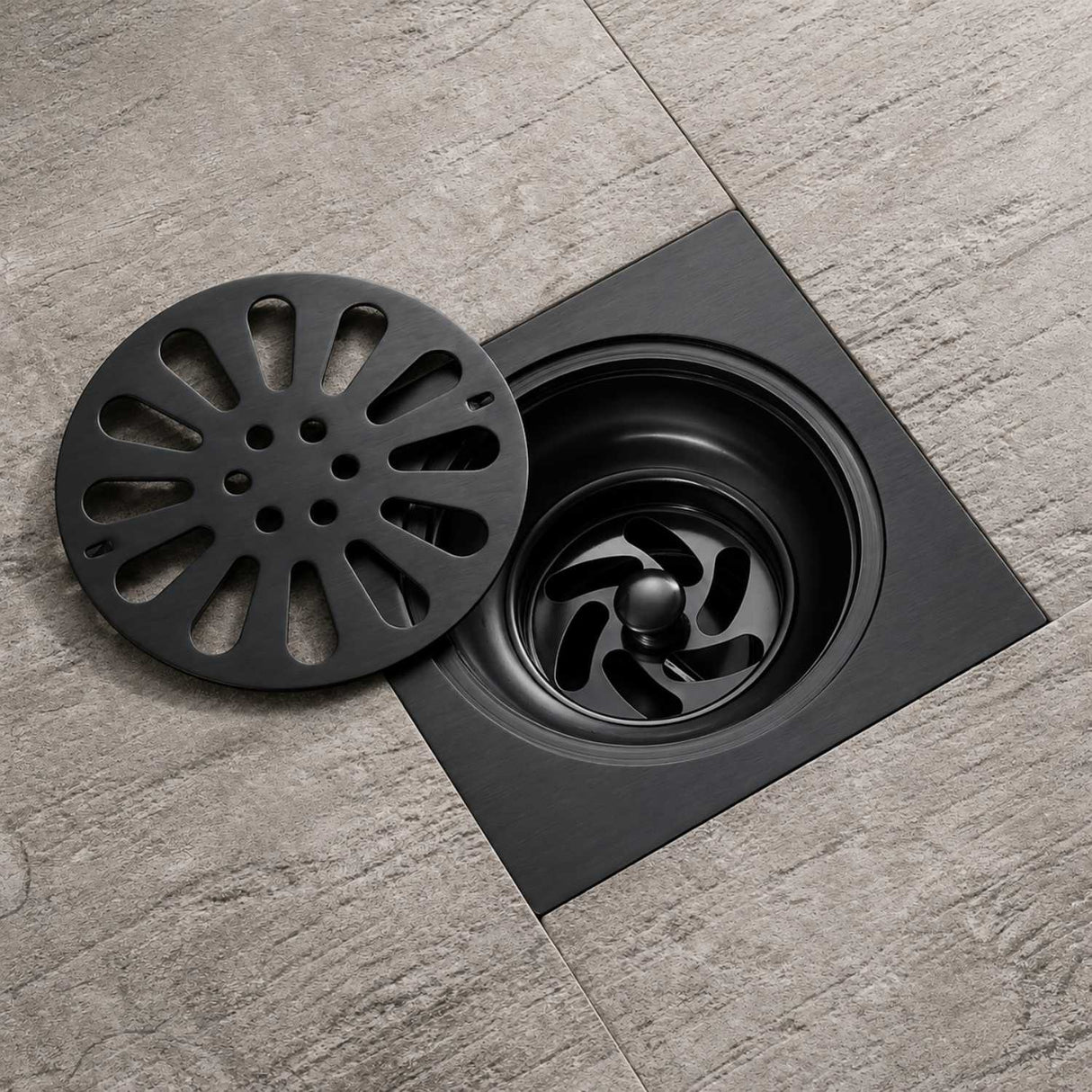 Rejilla de Piso Negro Liviana 10*10 Flor