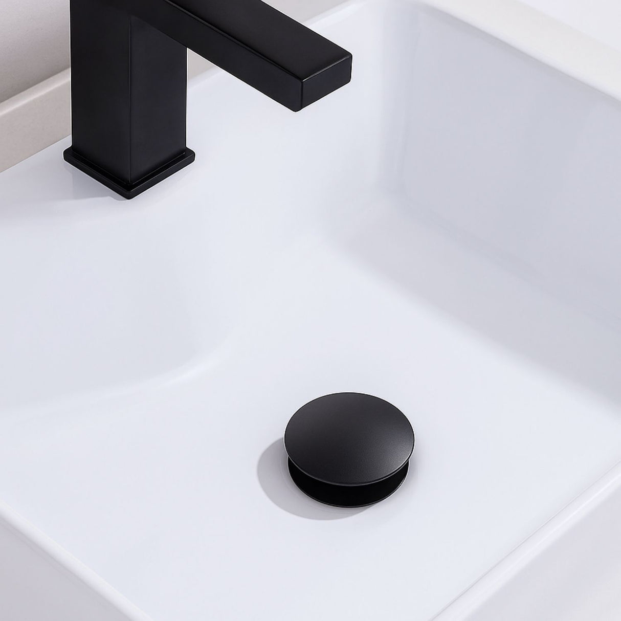 Kit Lavamanos Sifon Desague Push Negro Mate Metálico Moderno