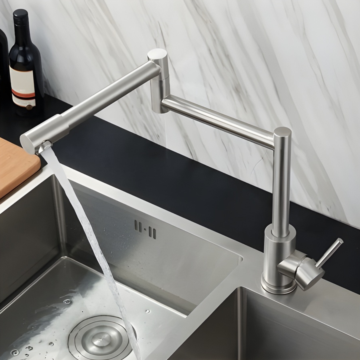 Grifería Monocontrol Cuello Plegable Niquel Texturizado Sovrano