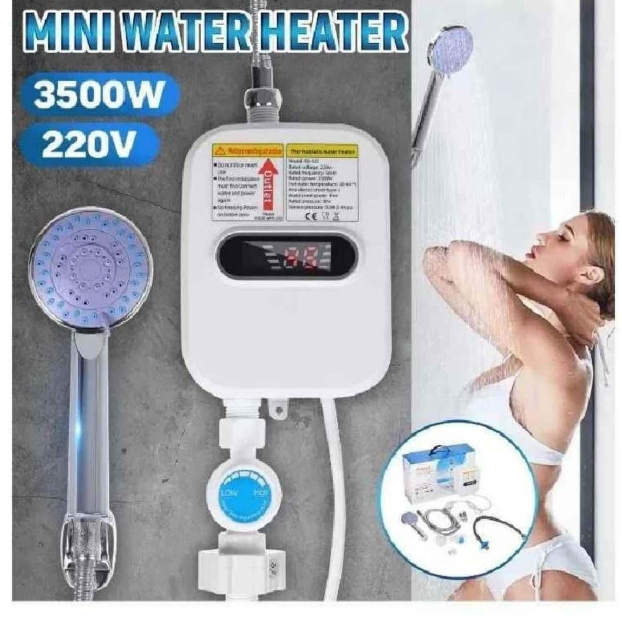 Mini Calentador Agua Portatil Electrico Pantalla Digital 3500 W