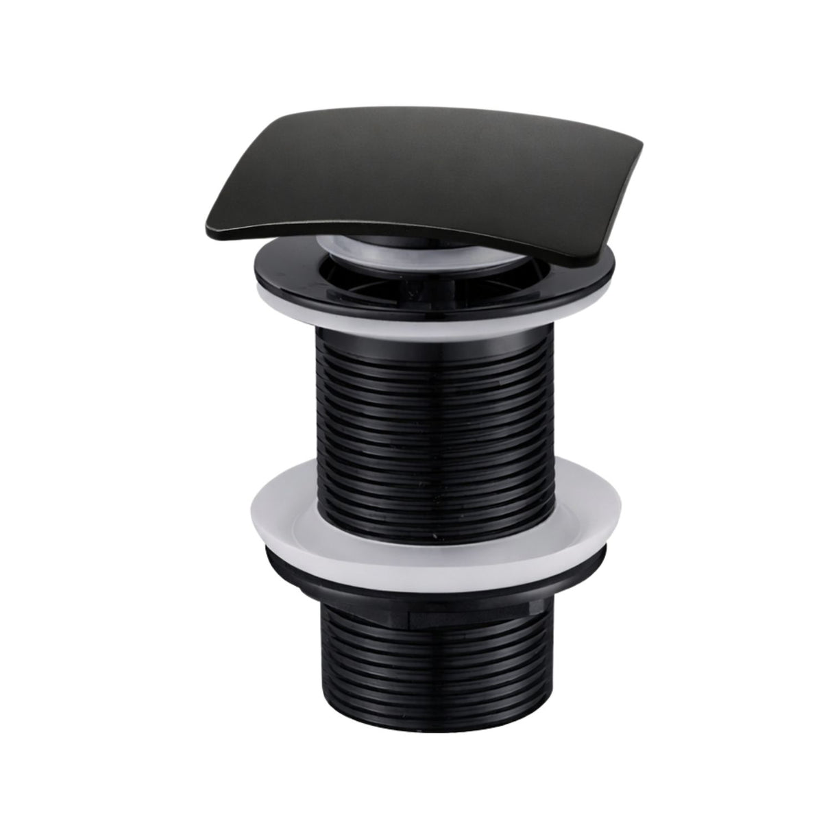Desagüe Push para Lavamanos Negro Mate Cuadrado 7,8 cm de alto y 6,6 cm de ancho