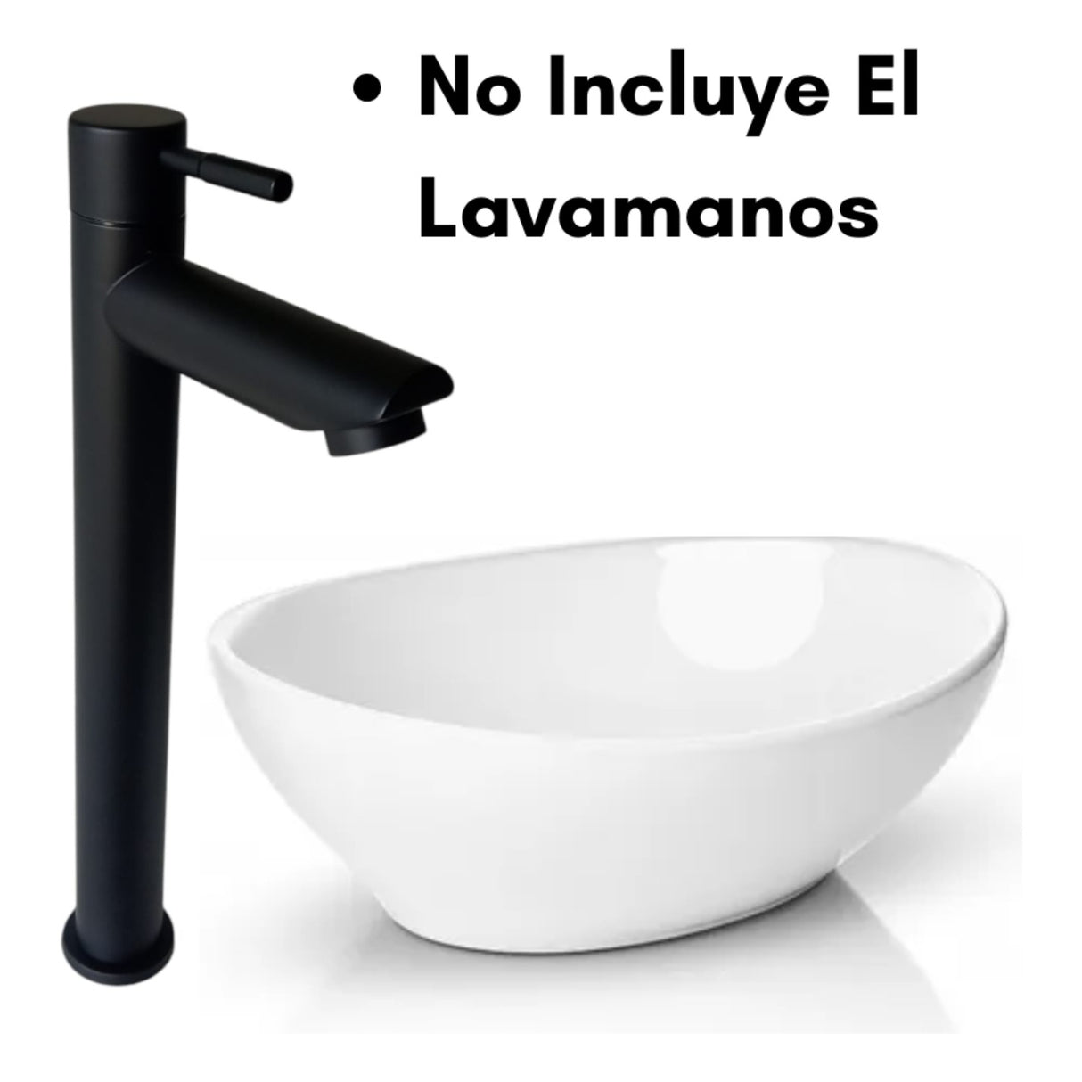Llave Sencilla Para Lavamanos Alta Negro Mate