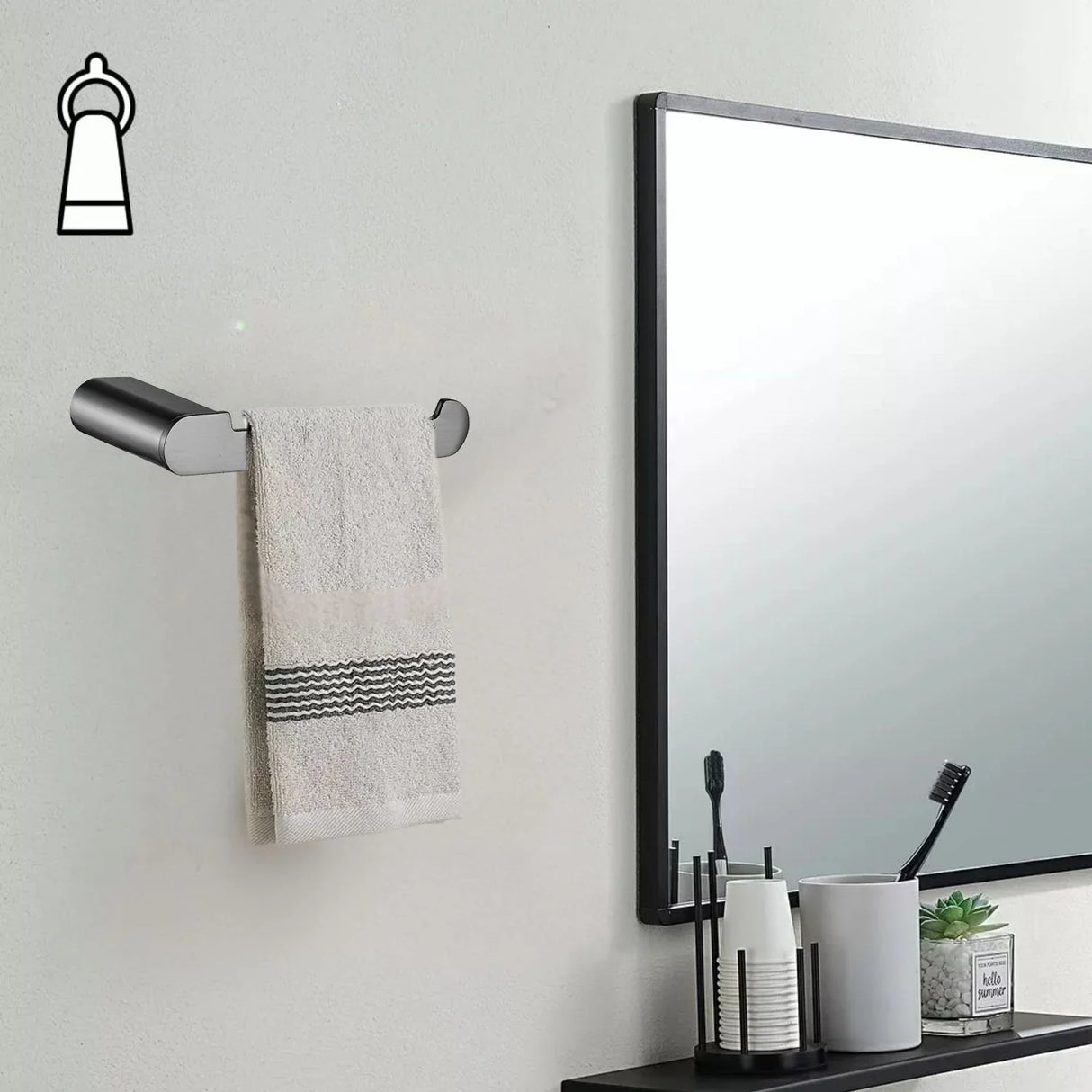 Toallero Manos Gris Níquel Antihuellas Kassel Con Tornillos