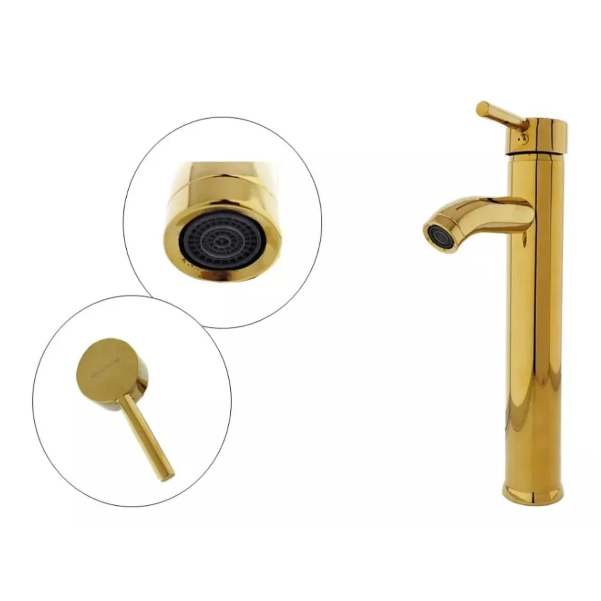 Grifería Dorada Monocontrol para Lavamanos - Dorada, 30cm Alto, Agua Fría/Caliente