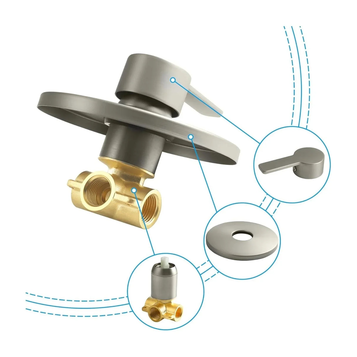 Griferia Ducha Monocontrol Satinada Metalica Cuerpo Bronce