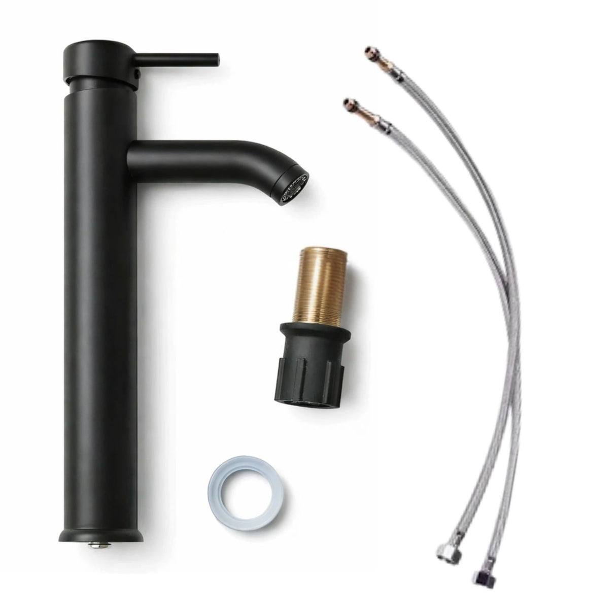 Grifería Lavamanos Monocontrol Alta Iris Negra en Acero Inoxidable – Diseño Moderno Premium