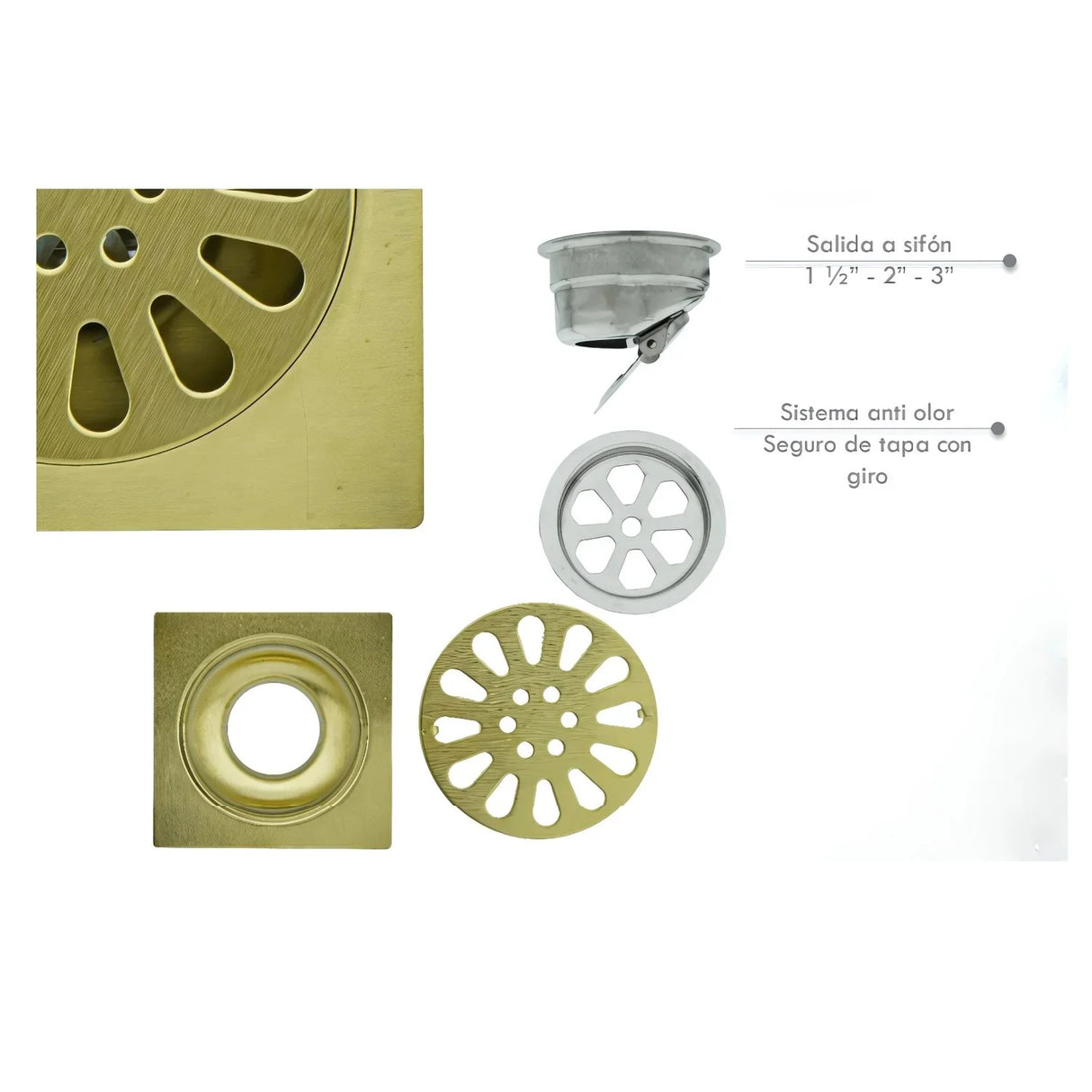 Rejilla de Piso en Acero Sol Golden 10*10 CM