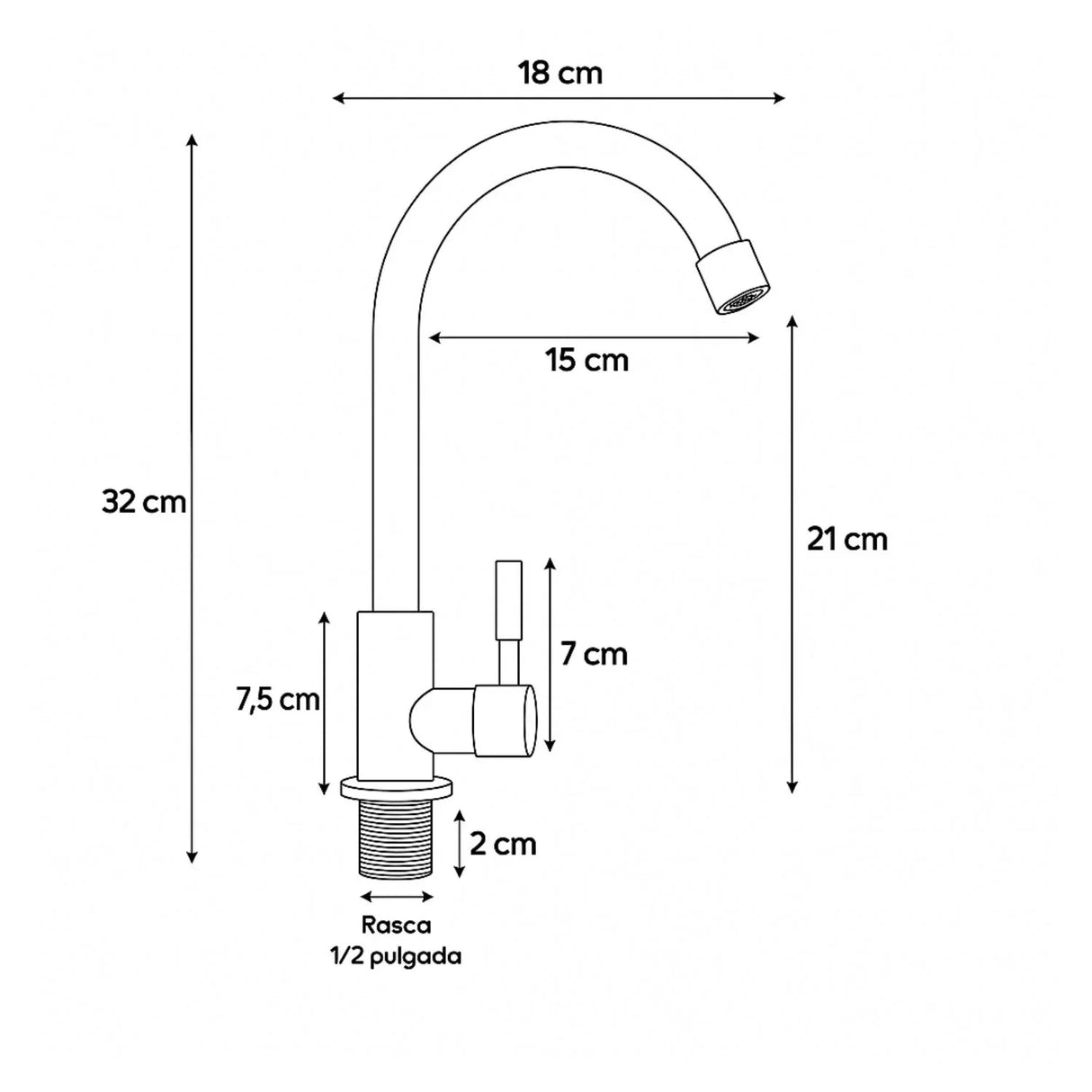 Grifería Cuello Cisne Individual Agua Fría en Acero Inoxidable Lavaplatos o Lavamanos