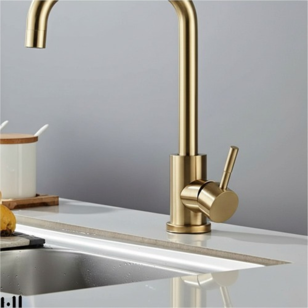 Grifo Monocontrol Para Cocina Dorado Cepillado