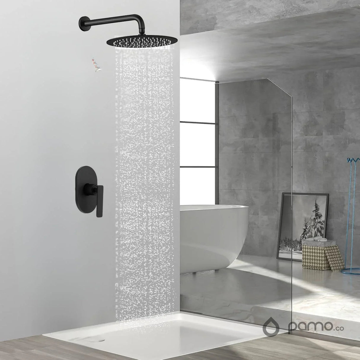 Kit grifería ducha monocontrol + regadera de 20 cm - acabado Cromo