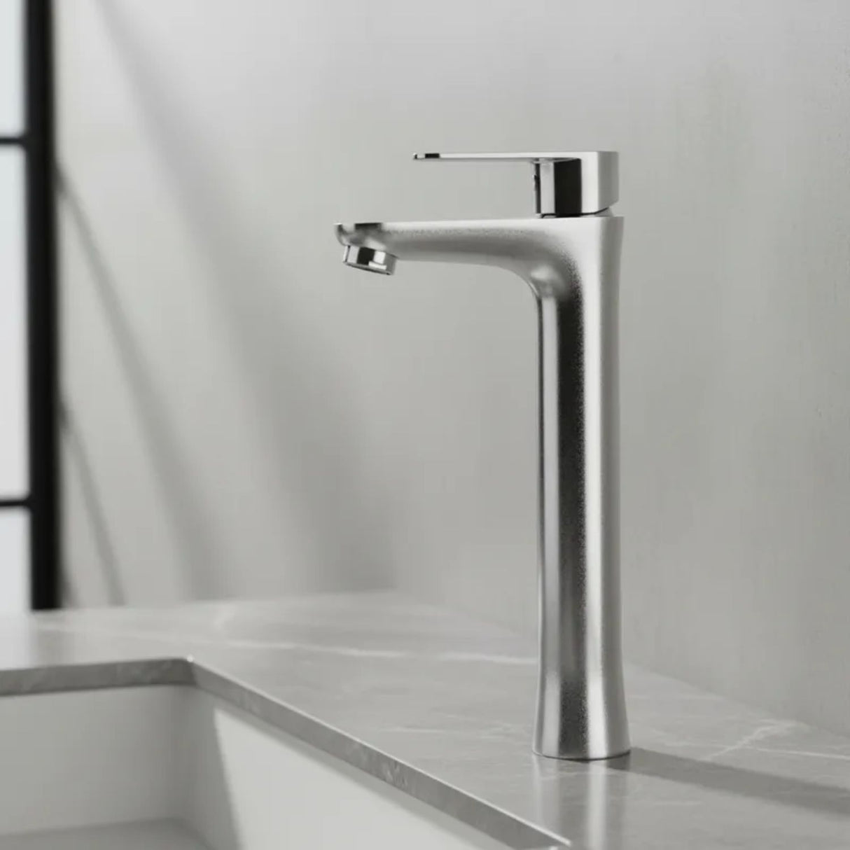 Lavamanos Monocontrol Alto Posto Níquel Texturizado Moderno