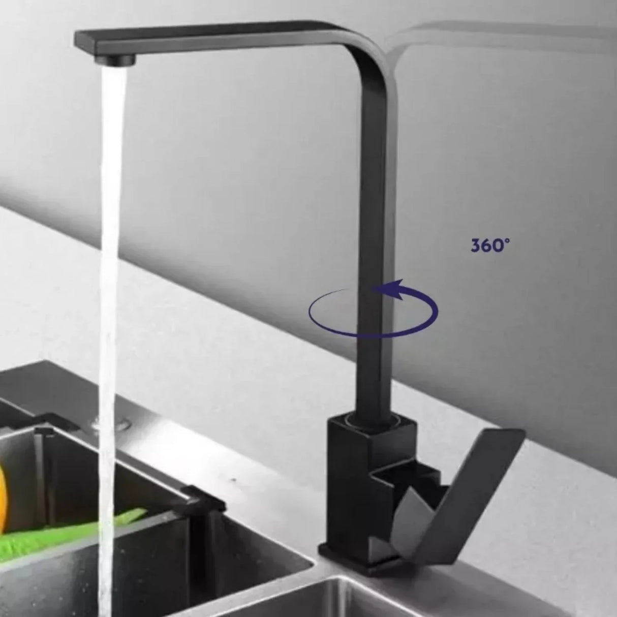 Griferia Lavaplatos Monocontrol Tipo L Negra Alta Calidad