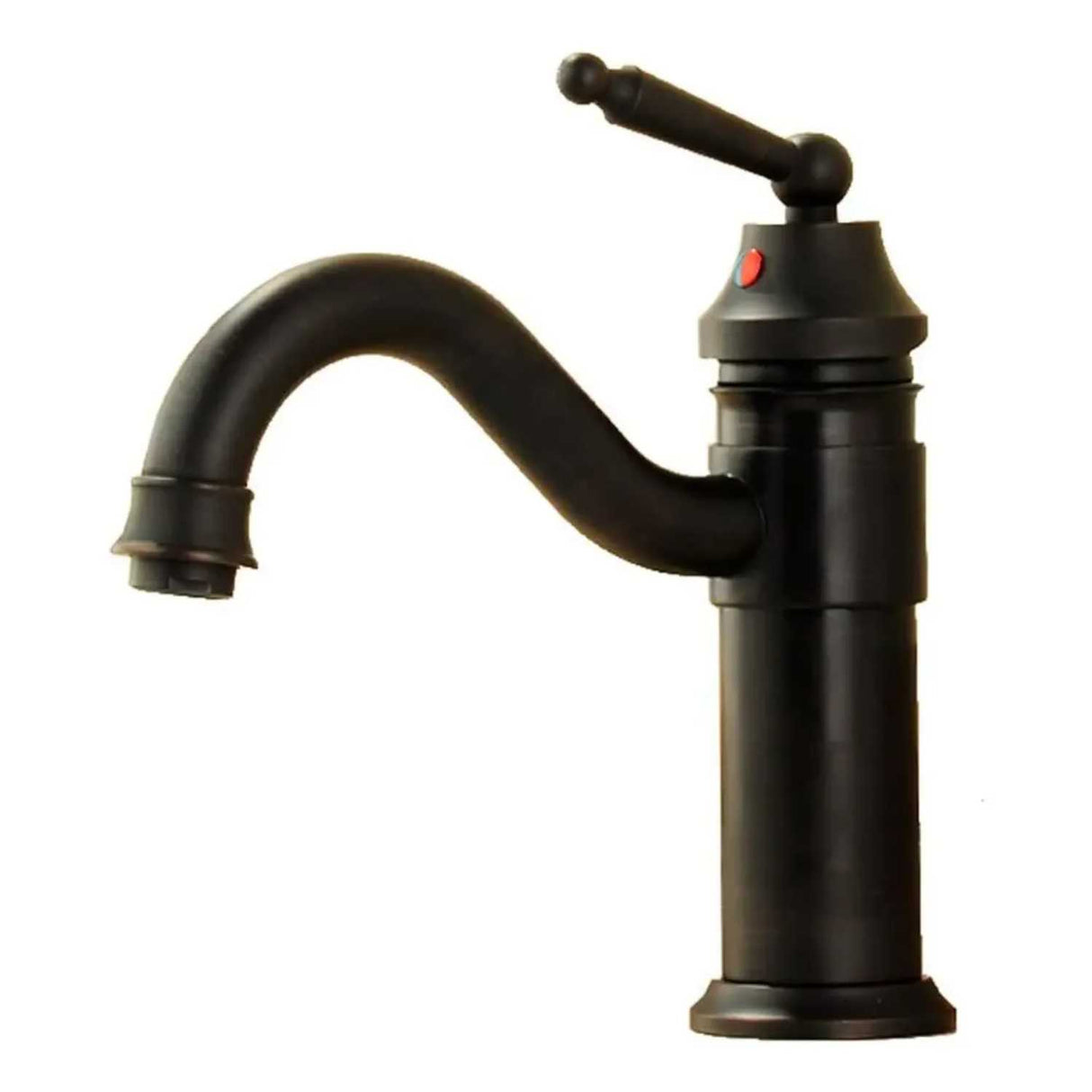 Grifería Lavamanos Bajo Negro Mate Vintage Monocontrol 18 cm | Llave para Baño