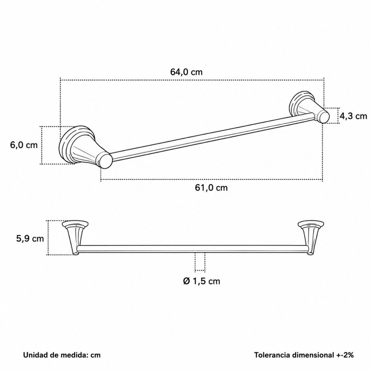 Set de Accesorios de Baño Colomba Cromado de 5 Piezas