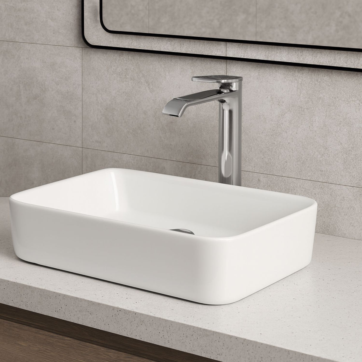 Griferia Lavamanos Monocontrol Alto Spacco Gris Concreto