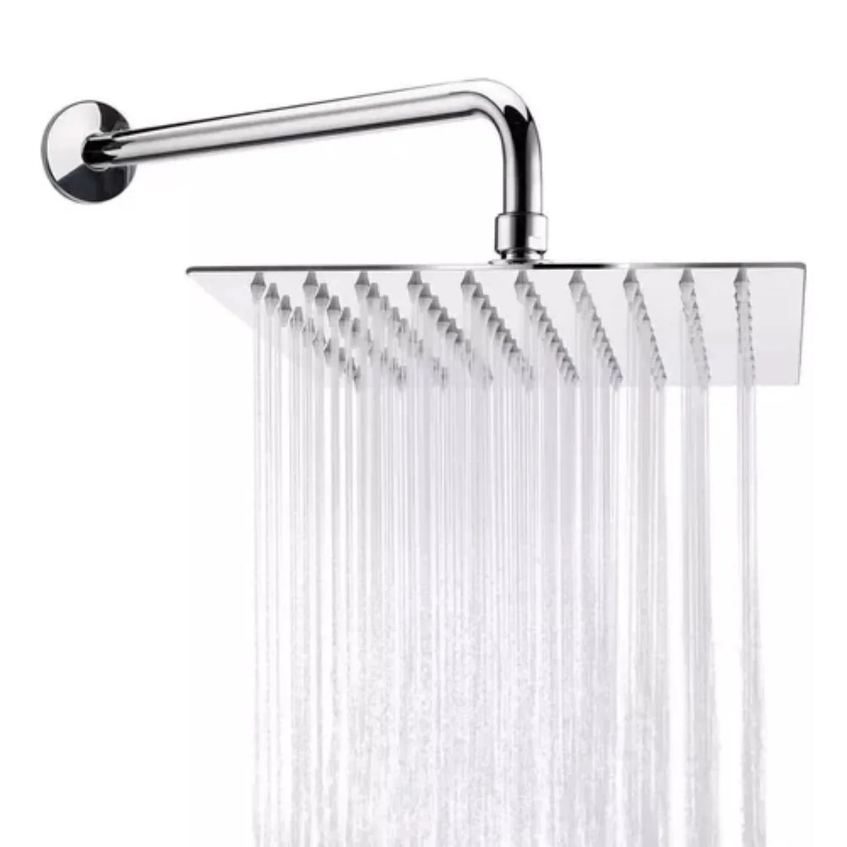 Regadera Plana Metalica 20 cms Cuadrada Con Tubo