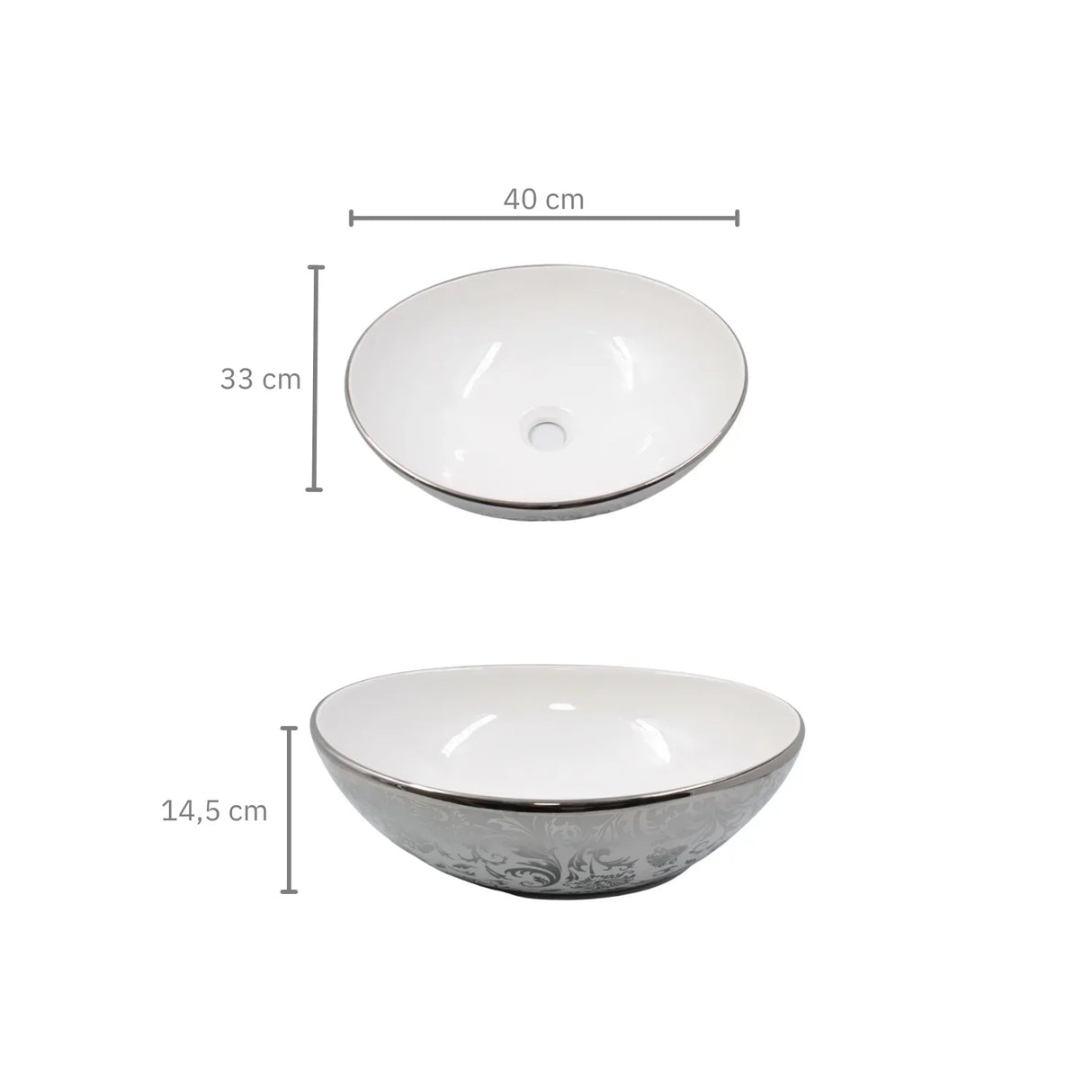 Lavamanos Tipo Canoa Blanco/Dorado Egipcio Sobre Poner Vessel Ovalado