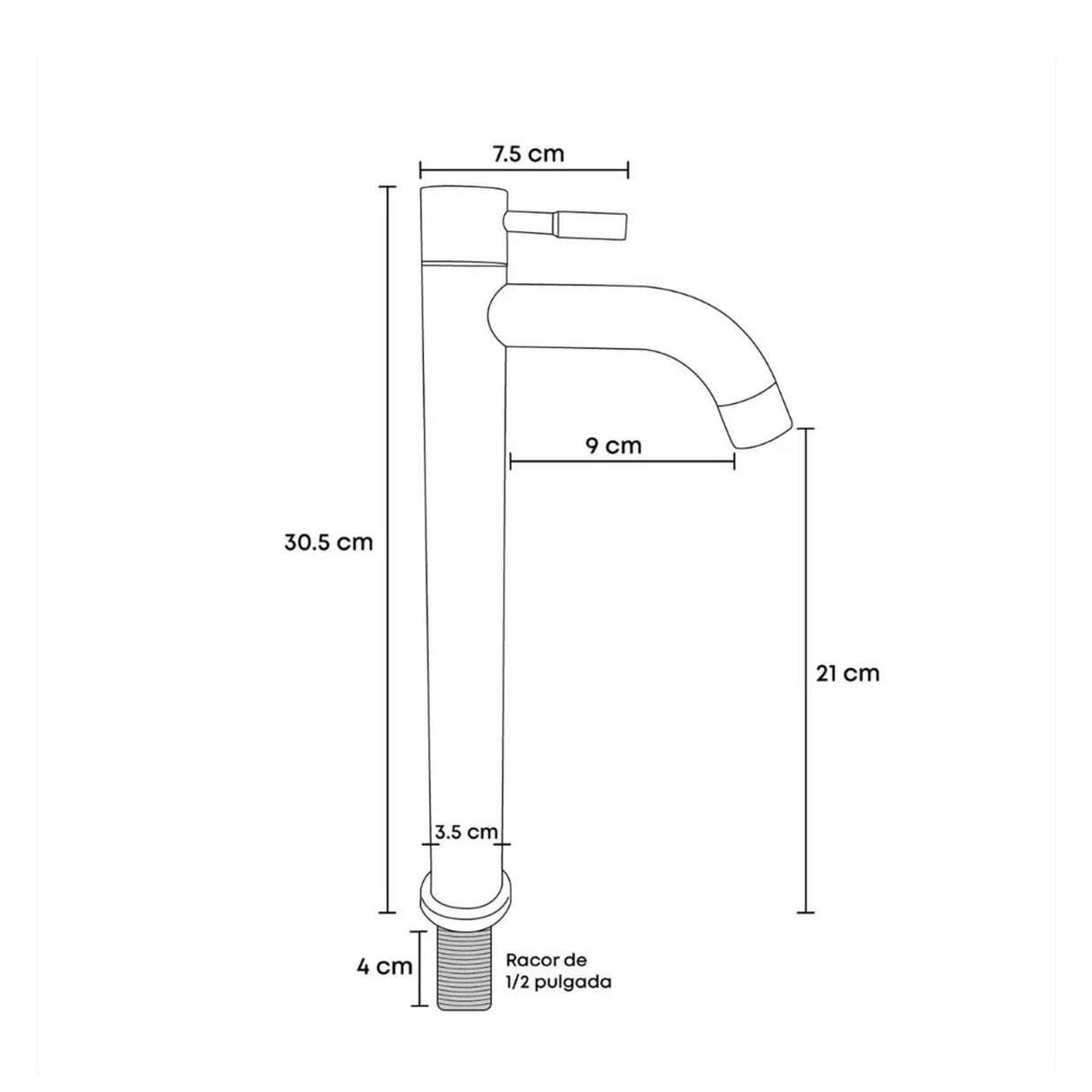 Llave Lavamanos Alta Negra 30 cm Tipo Bowl Monocontrol | Grifería Moderna de Mesa en Latón