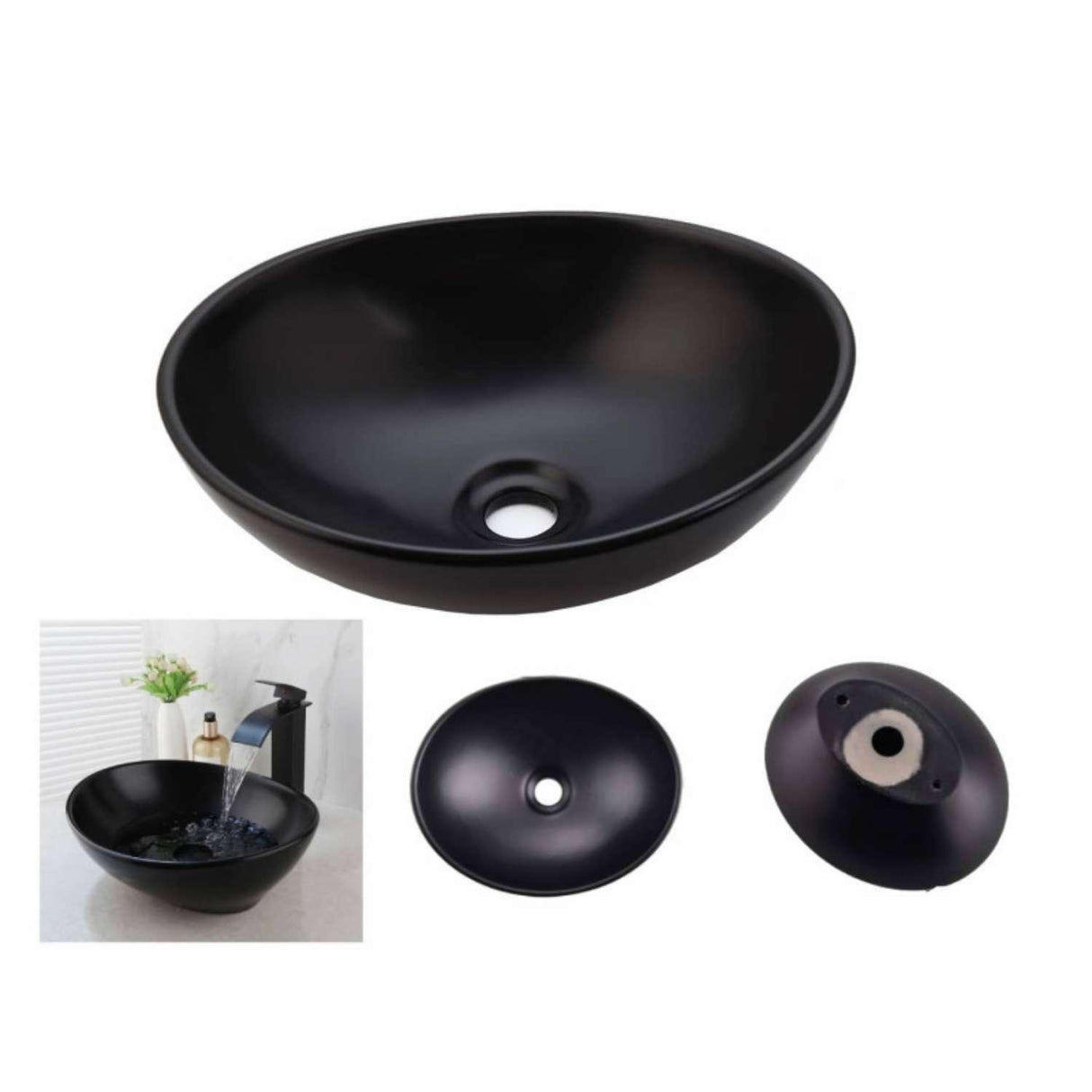 Lavamanos De Ceramica Canoa En Negro Mate