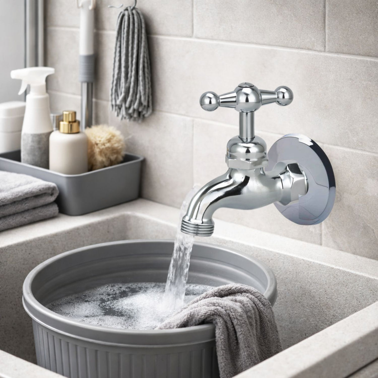 Llave Terminal Cromada 1/2” – Grifo Metálico Resistente para Uso Doméstico y Exterior