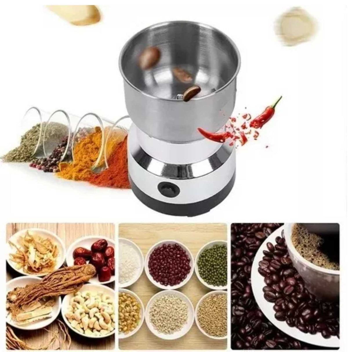 Molino Eléctrico de Café y Especias de Acero Inoxidable