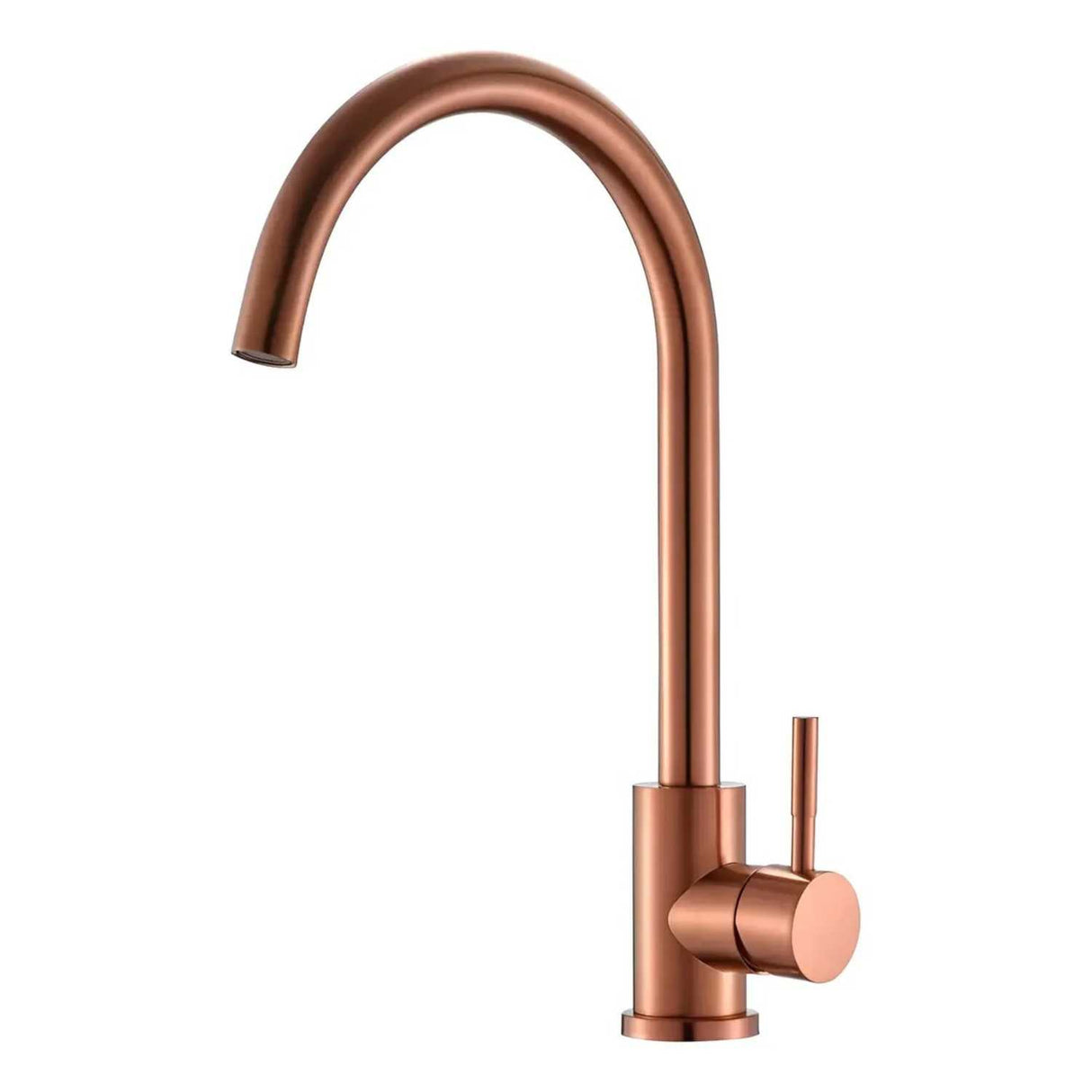 Grifería Lavaplatos Cuello Cisne Oro Rosa Cepillado 32 cm Monocontrol para Cocina