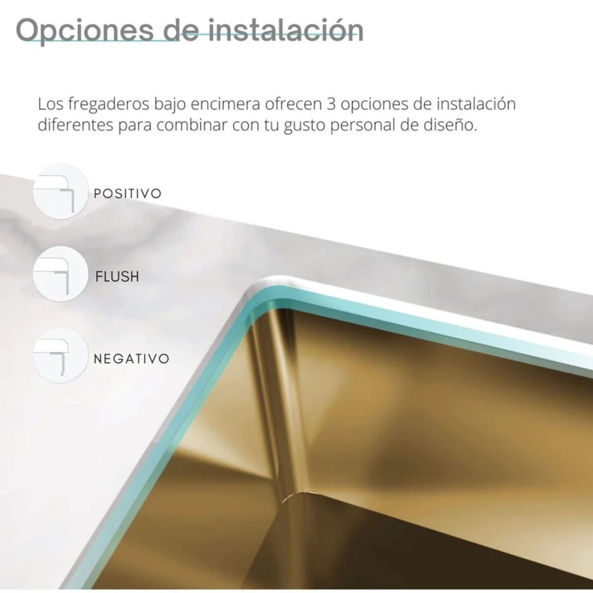 Lavaplatos Empotrado Acero Inoxidable Dorado Mate Una Cubeta 51*45