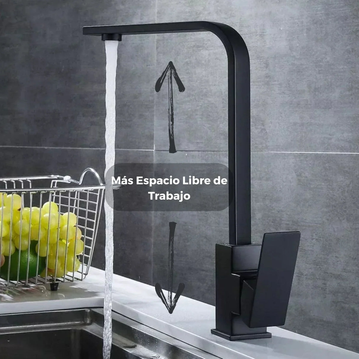 Griferia Lavaplatos Monocontrol Tipo L Negra Alta Calidad