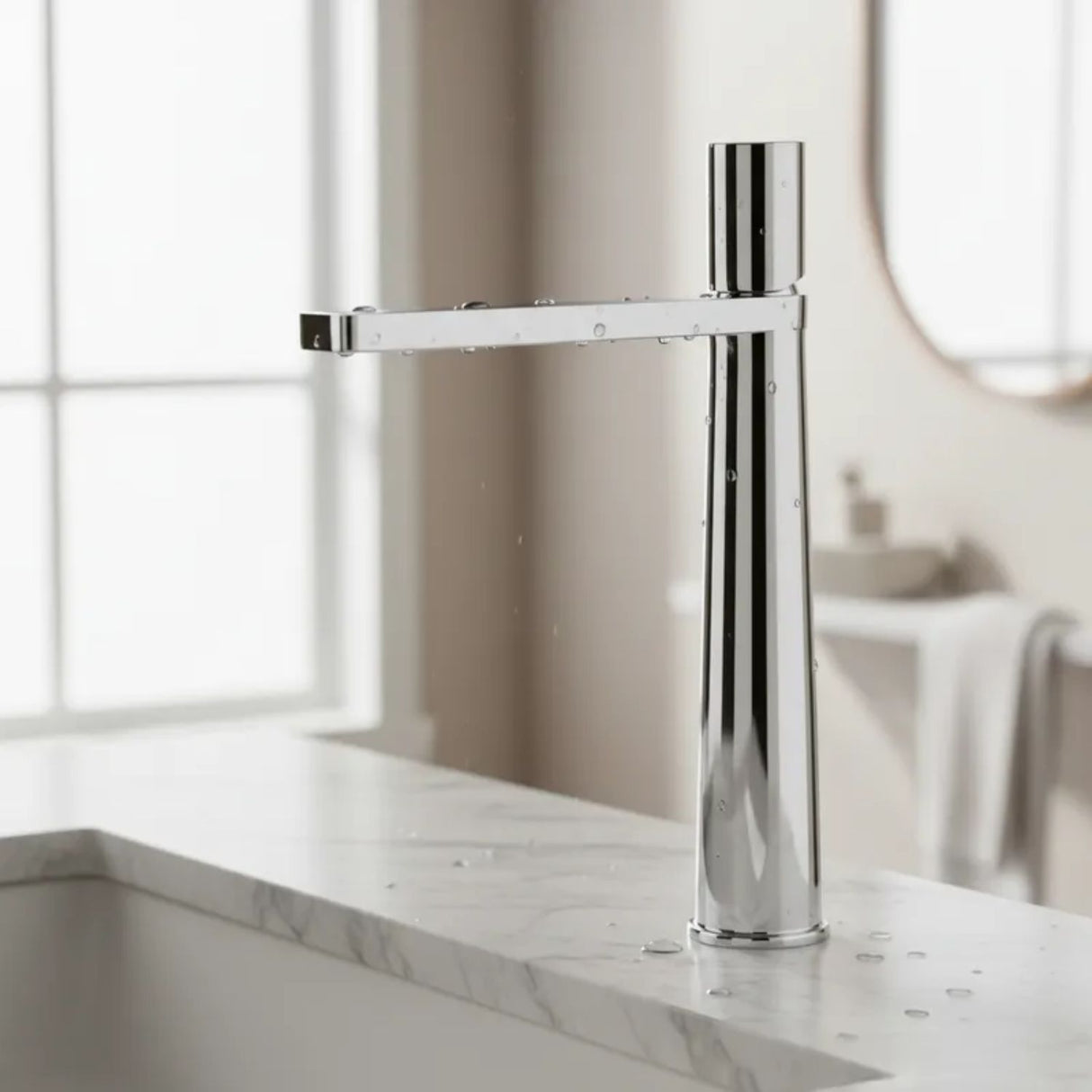 Lavamanos Monocontrol Alto Dritto Níquel Texturizado Diseño Moderno