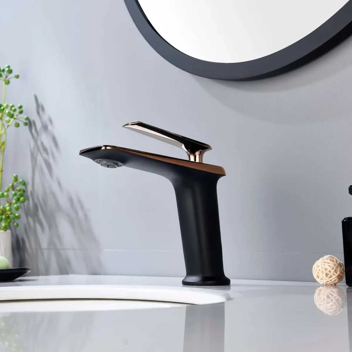 Monocontrol Lavamanos Bajo Negro Rosa Vintage 18 cm para Baño