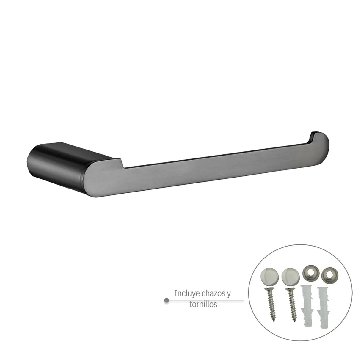 Portarrollos Kassel gunmetal con tornillos y chazos incluidos