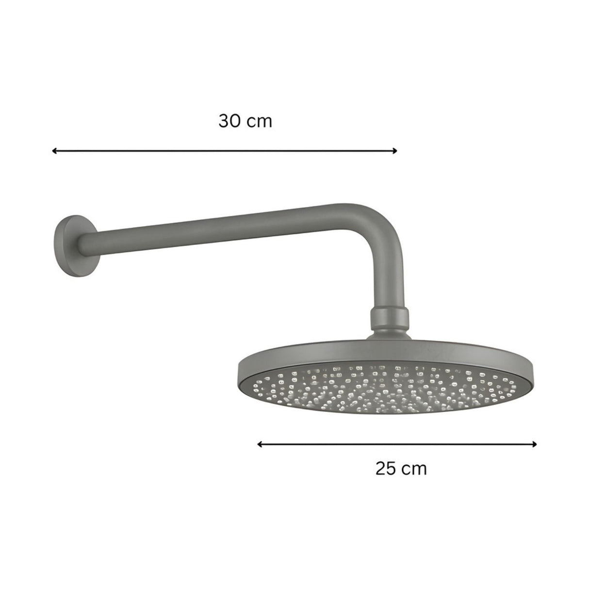 Regadera Redonda 25 Cm Spacco Gris Concreto Brazo 30cm Acero