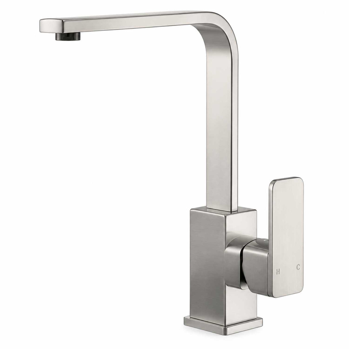 Grifería Lavaplatos Cuello en L Cuadrado Satín Monocontrol 34 cm Alto x 23 cm Alcance