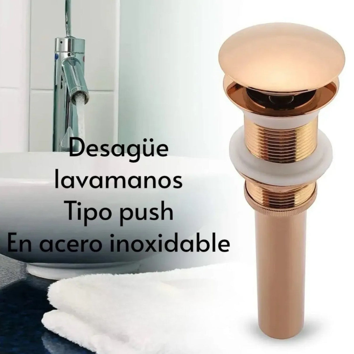Desagüe Push para Lavamanos Oro Rosa