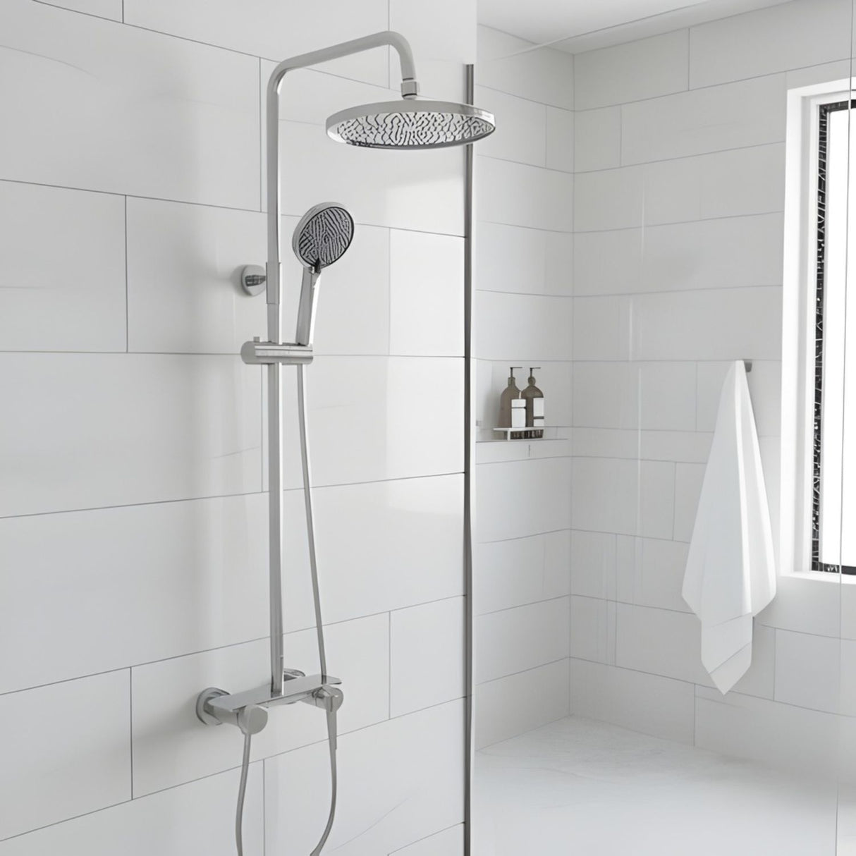 Columna De Ducha Con Mezclador Lusso Níquel Texturizado