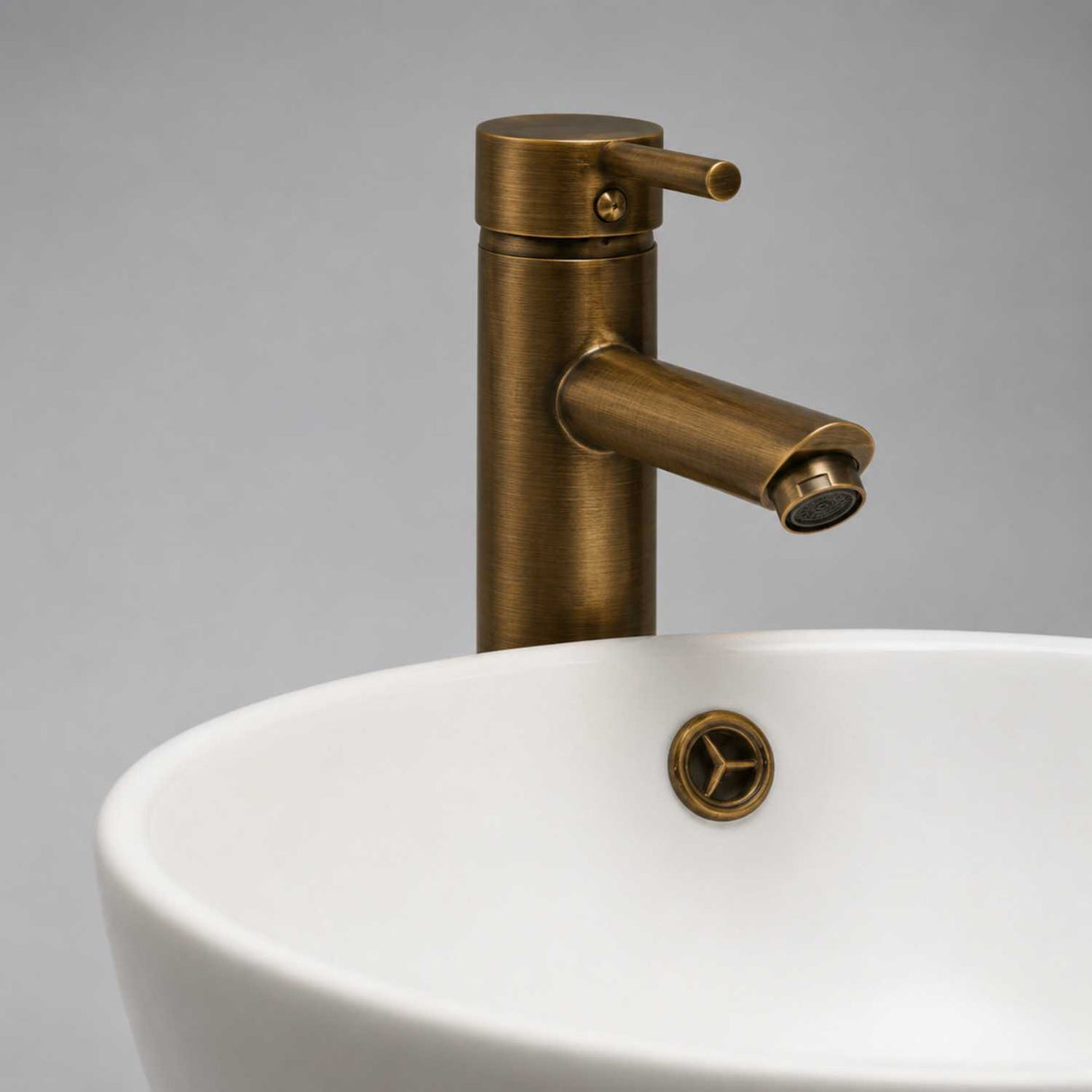 Grifería Lavamanos Alto Cuello Recto Bronce 30 cm Monocontrol para Lavamanos Vessel