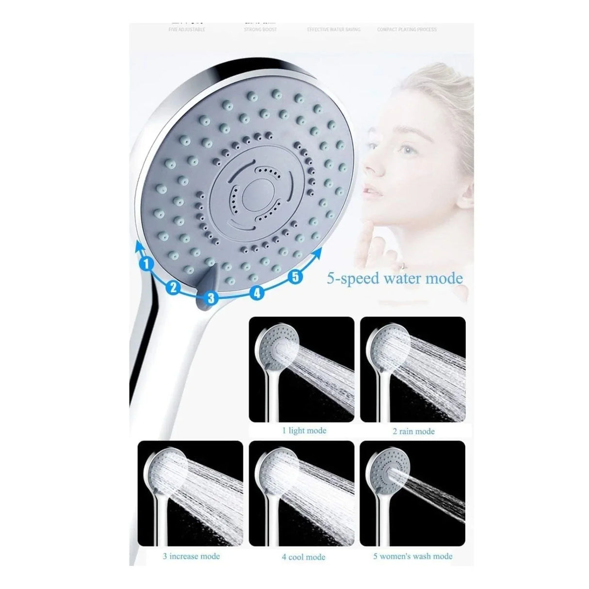 Mango de Ducha Teléfono Multifunción – ABS de Alta Calidad, Cromo