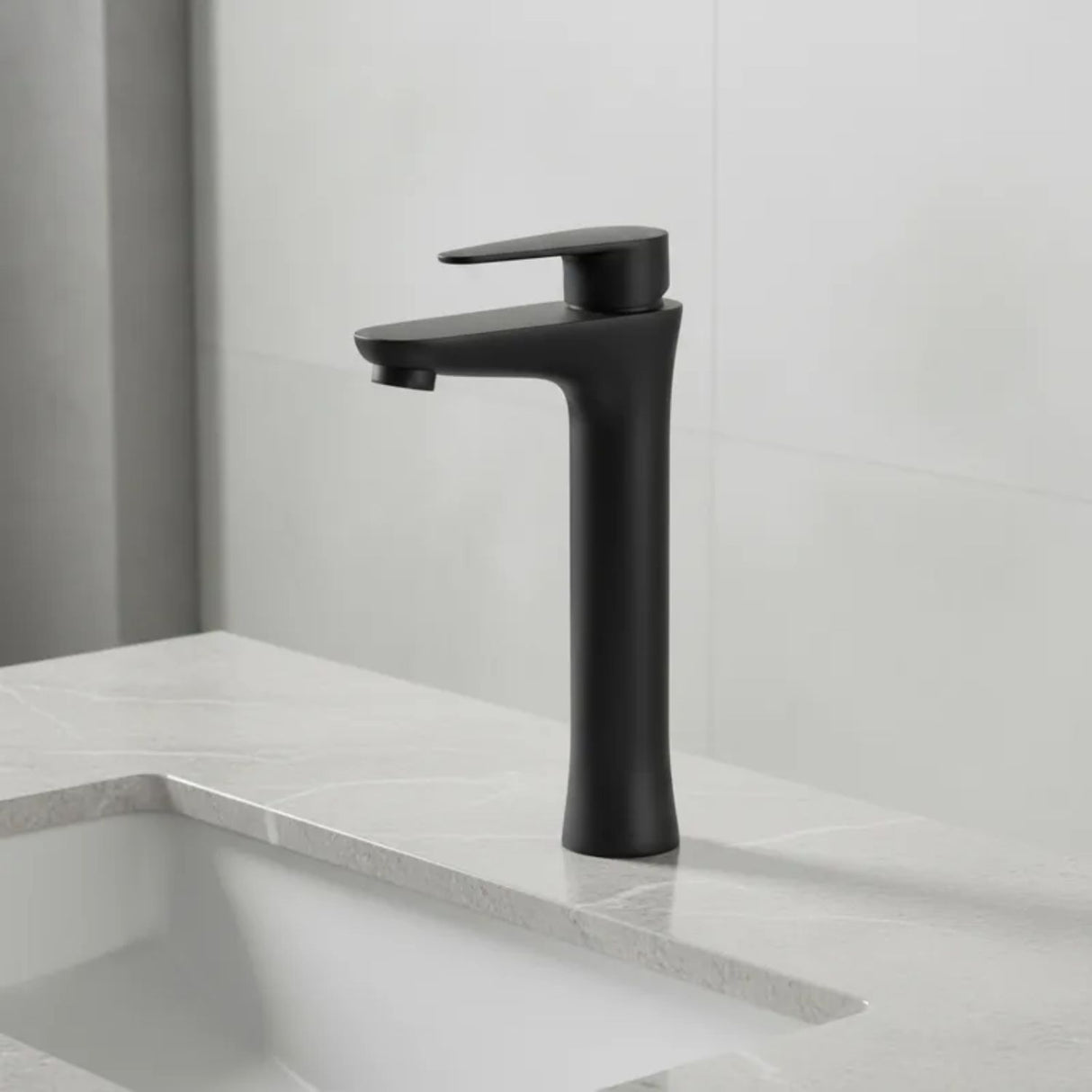 Lavamanos Monocontrol Alto Posto Negro Mate Diseño Moderno