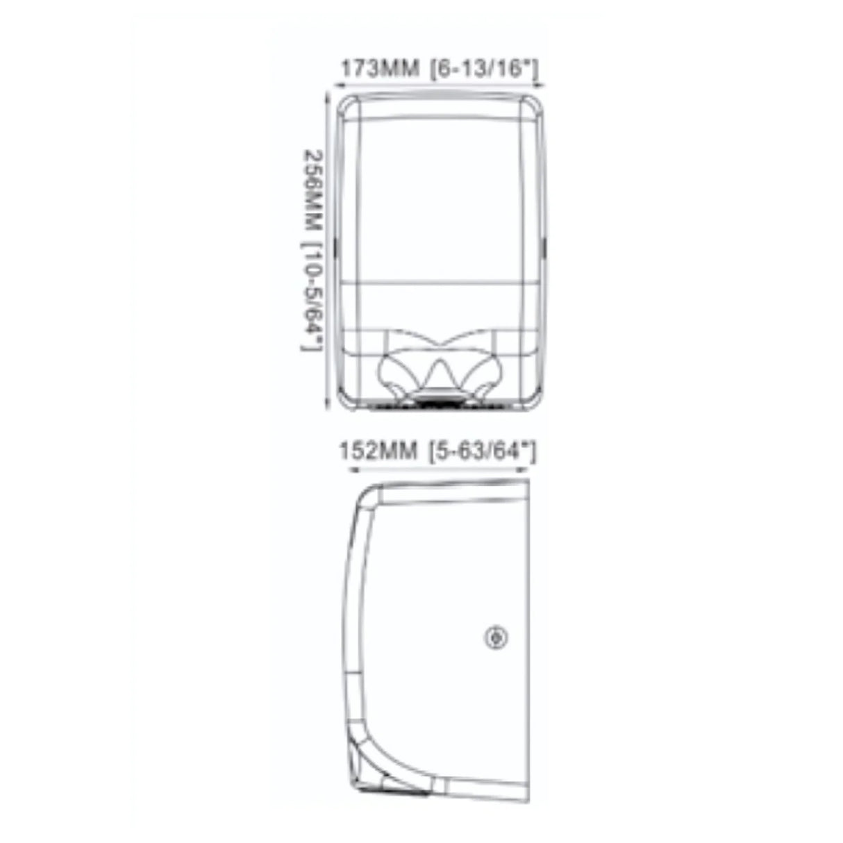 Secador de manos brillante Mini Tornado Plus en acero inoxidable satinado automático infrarrojo con sonido y velocidad ajustable.