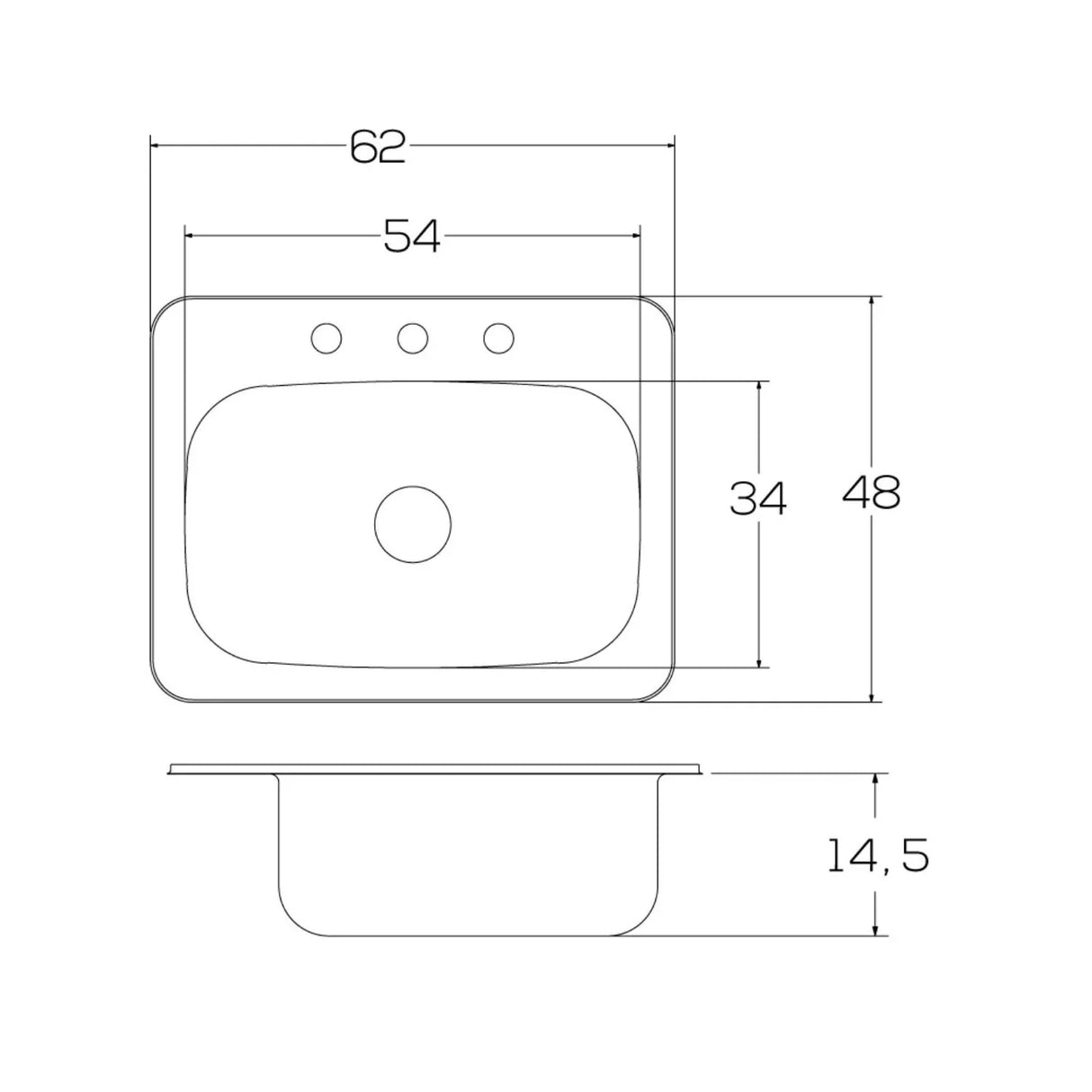 Lavaplatos para Griferia Sobre Poner Acero Inoxidable 62*48 3 huecos