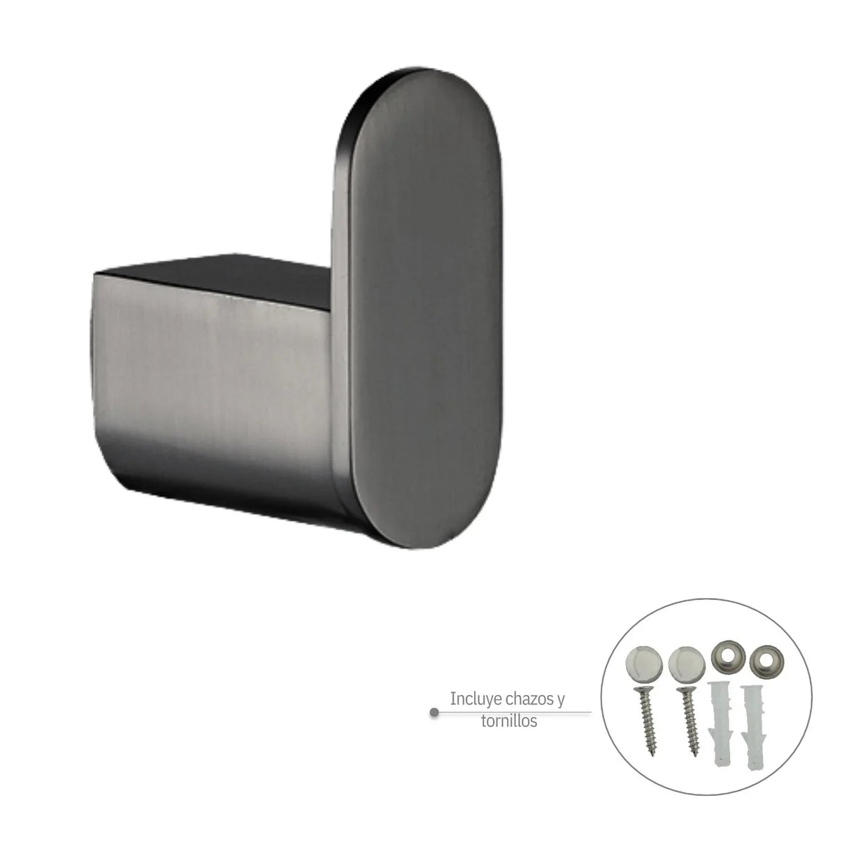 Gancho Perchero Gris Níquel Antihuellas Kassel Con Tornillos